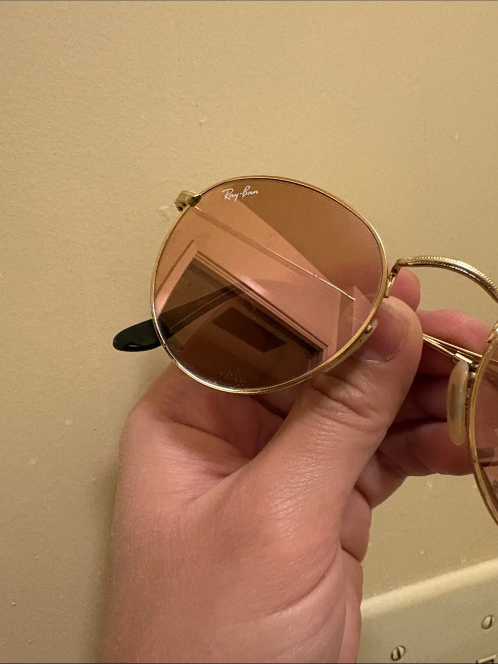 Ray-Ban Gold Frame Sunglasses with Pink Lenses